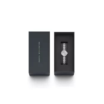 Daniel Wellington Quadro Mini Pressed Sheffield Damenuhr DW00100719 - 22mm Roségold-Edelstahlgehäuse, Cremeweißes Zifferblatt, Schwarzes italienisches Lederarmband
