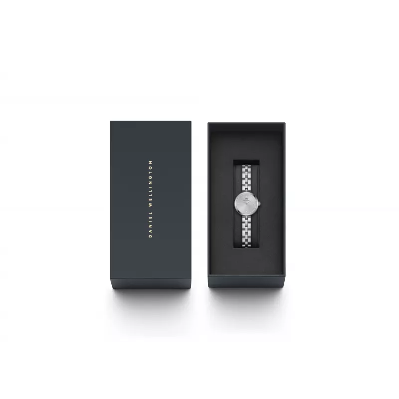 Daniel Wellington Quadro Mini Pressed Sheffield Damenuhr DW00100719 - 22mm Roségold-Edelstahlgehäuse, Cremeweißes Zifferblatt, Schwarzes italienisches Lederarmband