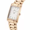 DANIEL WELLINGTON Quadro Damenuhr 32mm Roségold Edelstahl Schwarzes Leder