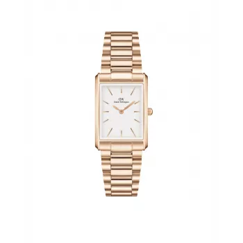 DANIEL WELLINGTON Quadro Damenuhr 32mm Roségold Edelstahl Schwarzes Leder