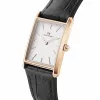 DANIEL WELLINGTON Quadro Damenuhr 32mm Roségold Edelstahl Cremeweißes Zifferblatt Schwarzes Lederarmband DW00100693