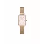 DANIEL WELLINGTON Quadro Damenuhr DW00100669 - 20 mm Roségold-Gehäuse, schwarzes Lederarmband
