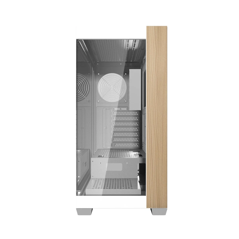 Darkflash DS900W Weißes Mid-Tower-Computer-Gehäuse, ATX, gehärtetes Glas, ohne Lüfter