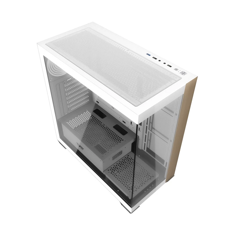 Darkflash DS900W Weißes Mid-Tower-Computer-Gehäuse, ATX, gehärtetes Glas, ohne Lüfter