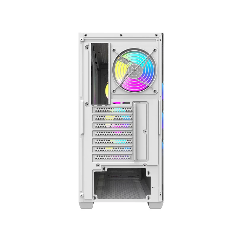 Darkflash DS900WD ATX Mid-Tower Computer Case (Weiß) mit 4 ARGB-Lüftern und Seitenteil aus gehärtetem Glas