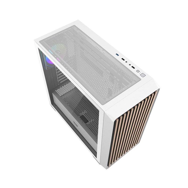 Darkflash DS900WD ATX Mid-Tower Computer Case (Weiß) mit 4 ARGB-Lüftern und Seitenteil aus gehärtetem Glas