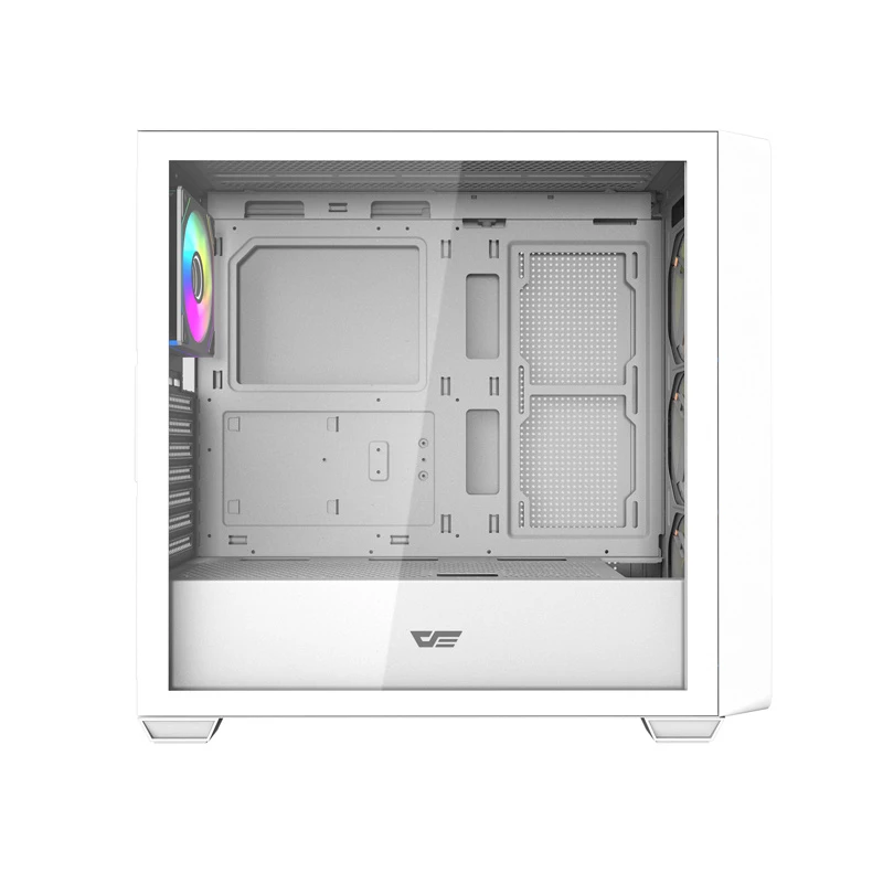 Darkflash DS900WD ATX Mid-Tower Computer Case (Weiß) mit 4 ARGB-Lüftern und Seitenteil aus gehärtetem Glas