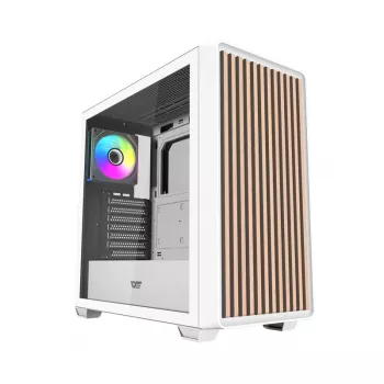 Darkflash DS900WD ATX Mid-Tower Computer Case (Weiß) mit 4 ARGB-Lüftern und Seitenteil aus gehärtetem Glas