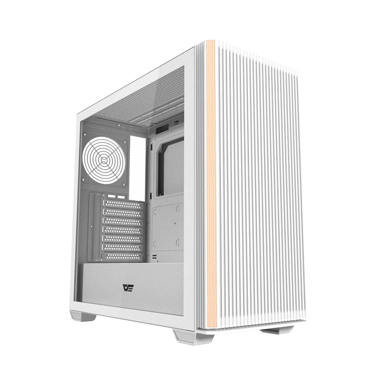 Darkflash DS900WS ATX Mid-Tower Computergehäuse, Weiß, Tempered Glass, Keine Lüfter