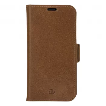 DBRAMANTE 1928 Copenhagen Slim Flip Case für Apple iPhone 13 Pro Max, Vollnarben-Narbenleder, Hellbraun, Magnetverschluss, 3 Kartenfächer, Standfunktion, kabellose Ladefunktion