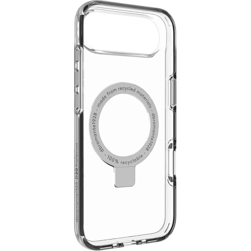 dbramante1928 Iceland Ultra Back Cover für Mobiltelefon mit Standfuß, MagSafe-kompatibel, D3O, Kunststoff, transparent, für Apple iPhone Air