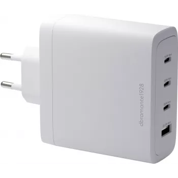 DBRAMANTE1928 Re-Charge GaN Wall Charger 140W – 4 Ausgangsports (3x USB-C, 1x USB-A) – Weiß