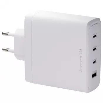 DBRAMANTE1928 Re-Charge GaN Wall Charger 140W – 4 Ausgangsports (3x USB-C, 1x USB-A) – Weiß