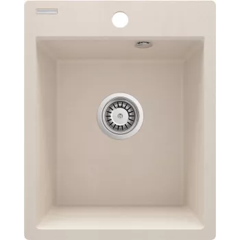 DEANTE 1-Becken Granit-Verbund Küchenspüle, Schwarz, 780x500 mm, Einbau von oben
