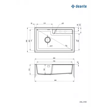 DEANTE 1-Becken Granit-Verbund Küchenspüle Schwarz 780x500mm