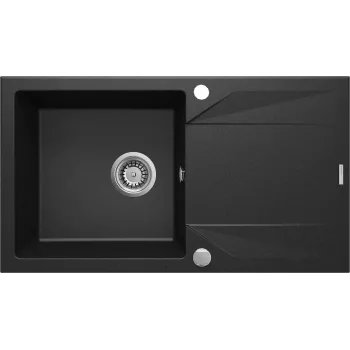 DEANTE 1-Bowl Granite Composite Kitchen Sink with Drainer - Black