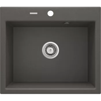 DEANTE 1-becken Granit-Verbundstoff Küchenspüle mit Abtropffläche, Graphit, Einbau, 450 mm Unterschrank