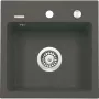 DEANTE 1-Becken Granitspüle mit Abtropffläche, Schwarz (Nero), 780x440 mm, Einbau, 2 Hahnlöcher, Überlauf, Ablaufgarnitur und Siphon inklusive