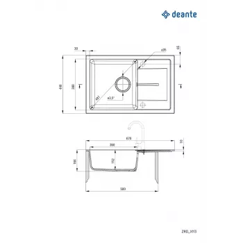 DEANTE 1-Bowl Granite Sink with Drainer - Graphite