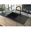 DEANTE 1-Bowl Granite Sink with Drainer - Onyx Black, 620x500mm