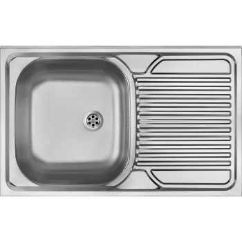 DEANTE 1-Bowl Spüle aus Edelstahl mit Abtropffläche rechts - Einbau, 620x435 mm, AISI 304