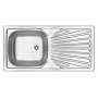 DEANTE 1-becken Edelstahlspüle mit Abtropffläche, Leinenstruktur, 780x435 mm, Einbau, reversibel