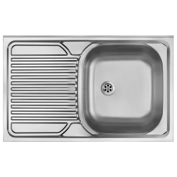DEANTE 1-Becken Spüle aus Stahl mit Abtropffläche auf der linken Seite - Aufsatzspüle