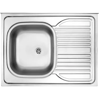 DEANTE 1-Bowl Steel Sink with Drainer on the Right Side - Overlay