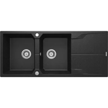 DEANTE 2-Bowl Granite Composite Kitchen Sink with Drainer - Graphite
