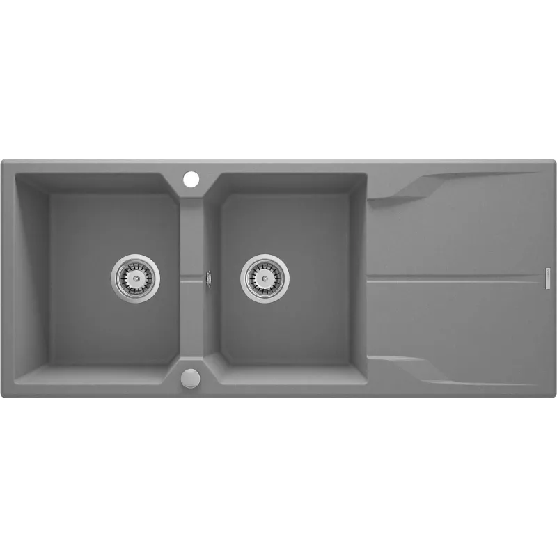DEANTE 2-Bowl Granite Composite Kitchen Sink with Drainer - Graphite