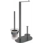 DEANTE 3-in-1 Toiletten-Set - Freistehender Toilettenpapierhalter, Toilettenbürstenhalter, Ersatzrollenhalter - Matt Schwarz - Rivalta Serie