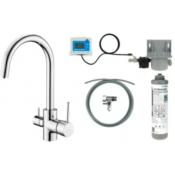 DEANTE 3-Wege Küchenarmatur mit Wasserfilterset, Matt Schwarz, BCHF064M