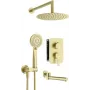 DEANTE Arnika Unterputz-Duschset mit Wannenauslauf, Gold, 250 mm Regendusche