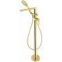 DEANTE Arnika Stand-Wannen-Einhandmischer mit Brauseset, Gold, Messing, Einhebel, Standmontage
