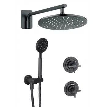 DEANTE Arnika Nero Unterputz-Duschset, Matt Schwarz, 250x250mm Regendusche