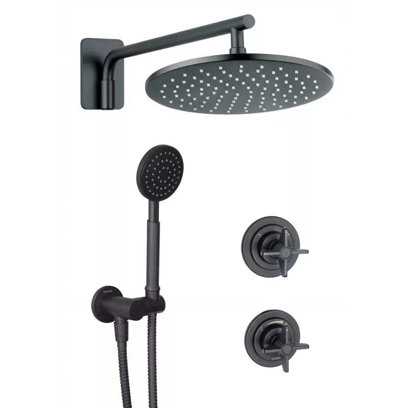 DEANTE Arnika Nero Unterputz-Duschset, Matt Schwarz, 250x250mm Regendusche