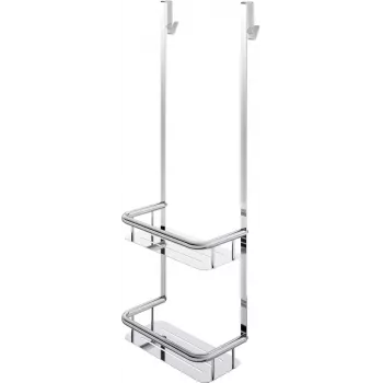 DEANTE Bamboo Shower Caddy mit 2 Ablagen und 2 Haken - Hängendes Über-die-Tür-Regal für Badezimmeraufbewahrung