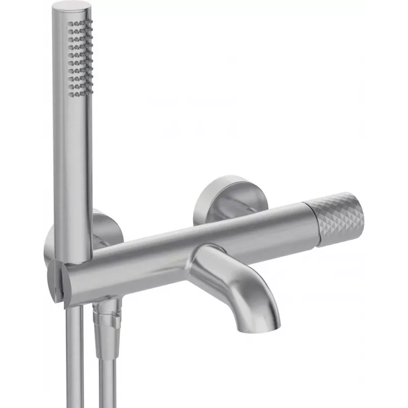 DEANTE Wannenarmatur mit Brauseset - Matt Schwarz, Wandmontage, Messing, Keramikkartusche, Handbrause, 150 cm Schlauch, Serie Arnika