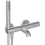 DEANTE Wannenarmatur mit Brauseset - Matt Schwarz, Wandmontage, Messing, Keramikkartusche, Handbrause, 150 cm Schlauch, Serie Arnika