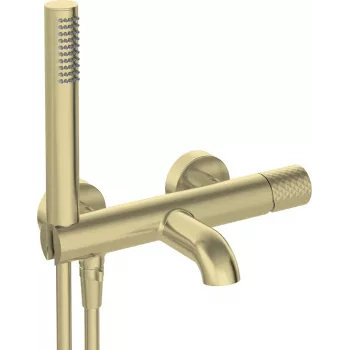 DEANTE Wannenarmatur mit Brauseset – Wandmontierter Einhebelmischer, Chrom, Messing, Keramikkartusche, 150 cm Edelstahlschlauch