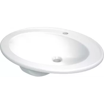DEANTE Keramik Einbauwaschbecken mit Armaturenbank, 600x450x170 mm, Weiß, Glänzend, Como Serie