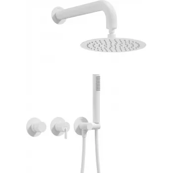 DEANTE Unterputz-Duschset mit Kopfbrause - Horizontaler Mischer, Chrom, 250 mm runder Kopf, Serie Arnika