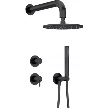 DEANTE Unterputz-Duschset mit Kopfbrause - Matt Schwarz, Quadratisch 250x250 mm, Arnika Nero