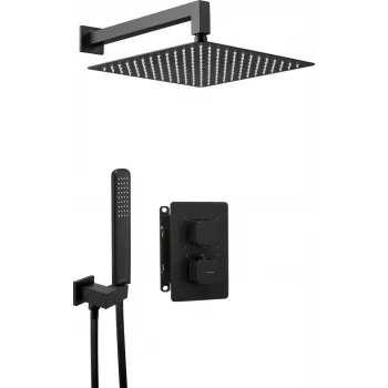 DEANTE Unterputz-Duschset mit Thermostat-BOX - Arnika Nero - Matt Schwarz