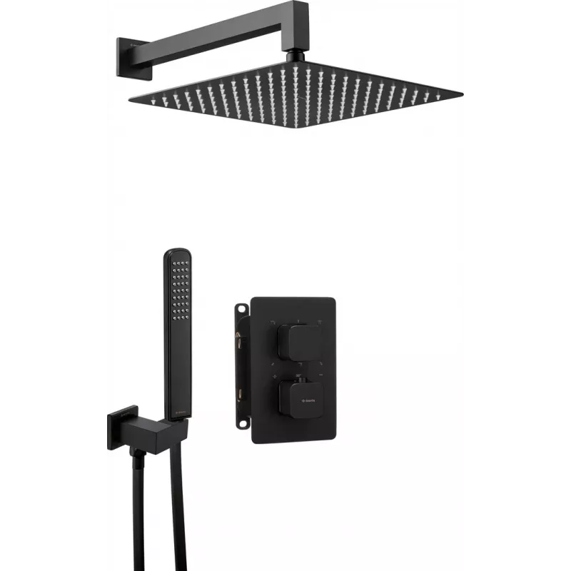 DEANTE Unterputz-Duschset mit Thermostat-BOX - Arnika Nero - Matt Schwarz