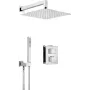 DEANTE Unterputz-Duschset mit Thermostat-BOX, Matt Schwarz, 2 Abgänge, 25 cm Regendusche
