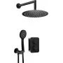 DEANTE Unterputz-Duschset mit Thermostat-BOX, Matt Schwarz, 2 Abgänge, Regendusche 250 mm