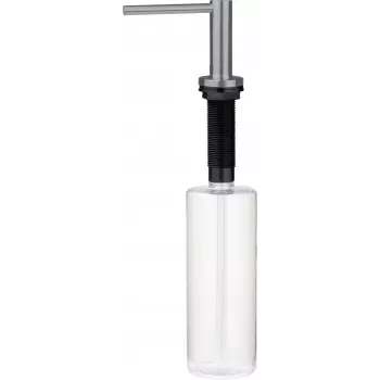 DEANTE Spülmittelspender mit Schwammhalter, 380 ml, Grau/Transparent