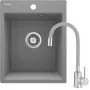 DEANTE Granite Composite 1-Bowl Kitchen Sink with Single-Lever Faucet Set, Black, 780x480 mm