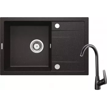 DEANTE Granite Spüle mit 1-Becken und Abtropffläche inkl. Armatur